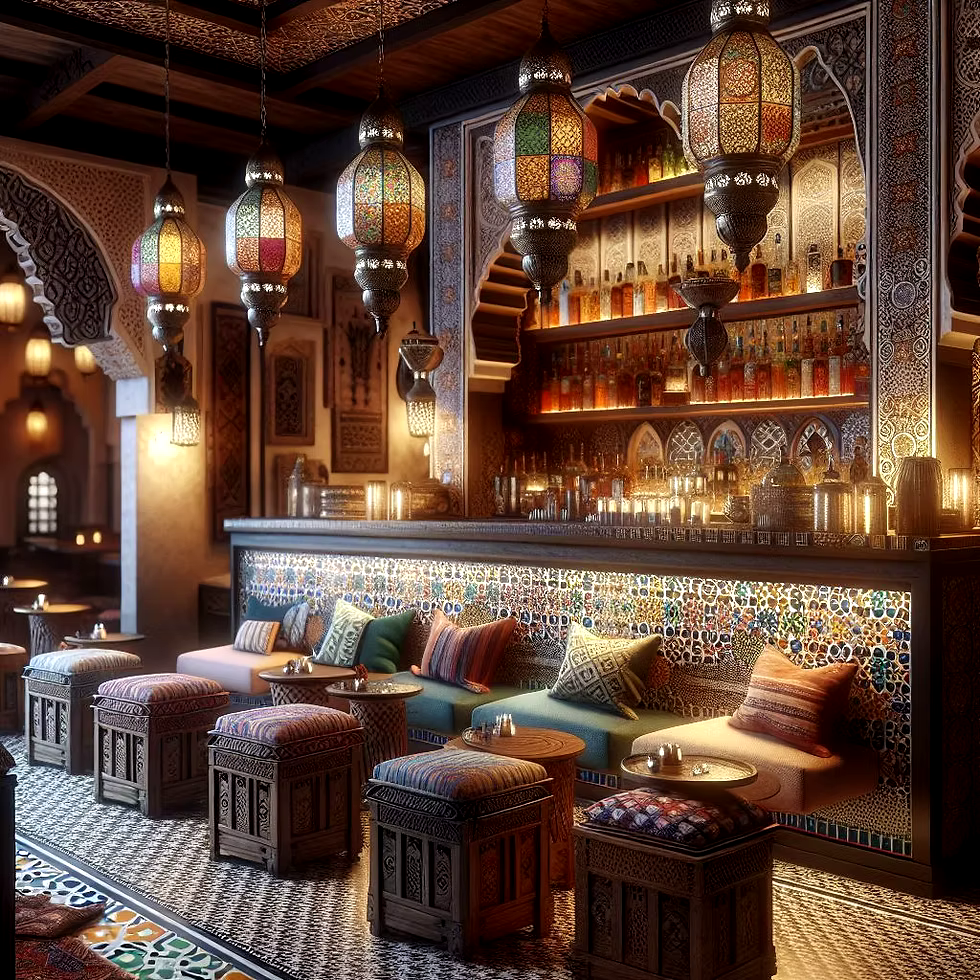 Luxurious mystical cafe lounge