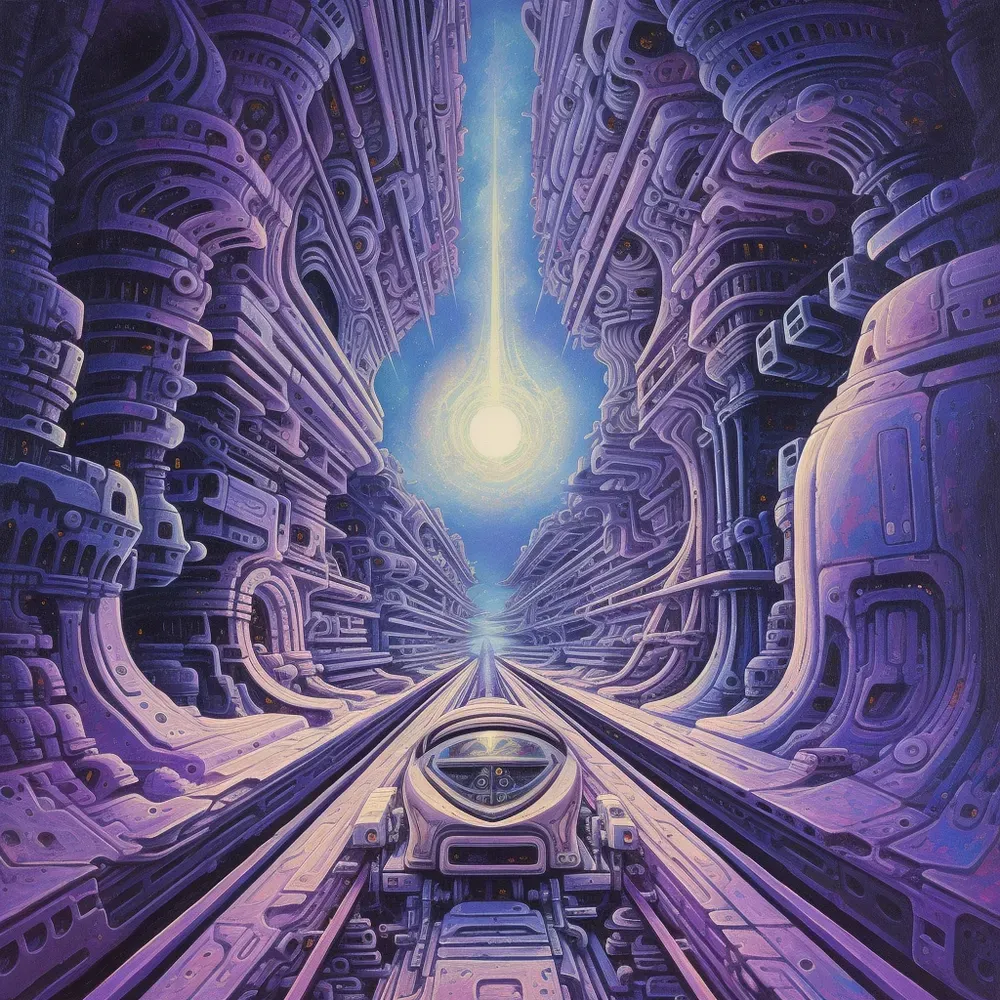 Mystical purple futuristic tunnel